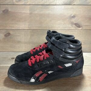 rebook freestyle womens size 7.5 shoes black leather exotic comfort sneakers